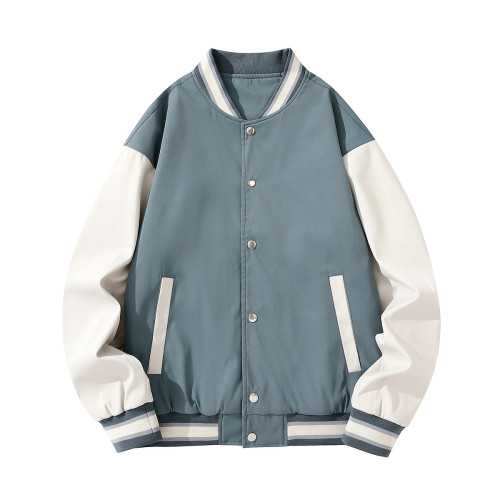 春夏美碼男生大碼棒球服光板V領夾克花 加絨加厚大碼外套