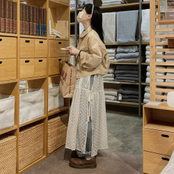 立體花朵    設計感  側邊系帶   吊帶裙  +卡其色外套女裝秋季