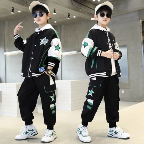 男童春秋套裝網紅棒球服外套運動童裝2025年新款男孩洋氣中大童