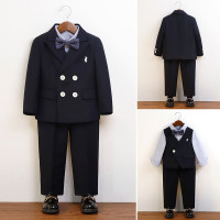 兒童西裝男童刺綉小西服馬甲套裝花童周嵗禮服寶寶主持鋼琴演出服