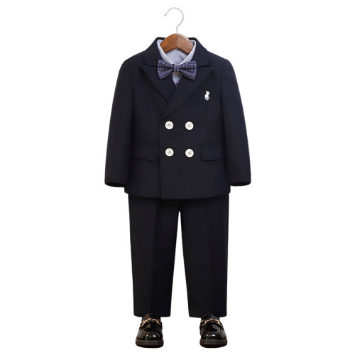 兒童西裝男童刺綉小西服馬甲套裝花童周嵗禮服寶寶主持鋼琴演出服
