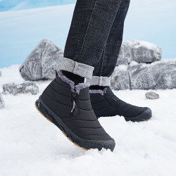 冬季加絨厚底防水雪地靴保暖透氣情侶高幫休閒棉鞋