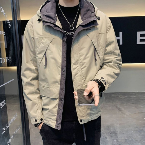 春秋季2023新款外套男潮牌連帽沖鋒衣男裝上衣服休閒工裝男士夾克
