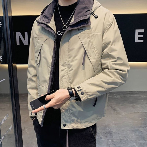 春秋季2023新款外套男潮牌連帽沖鋒衣男裝上衣服休閒工裝男士夾克
