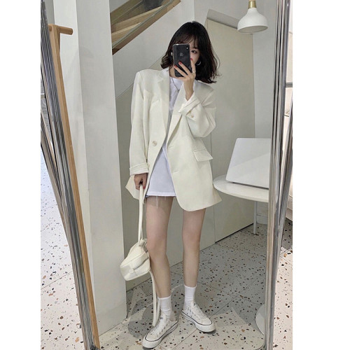 高級感黑色西裝外套女2023年春秋新款韓版寬松小個子西服套裝上衣