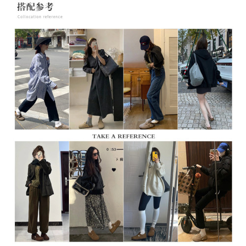牛皮勃肯鞋全包厚底一腳蹬三喜同款單鞋美德拉女鞋大碼桑坡勃肯鞋