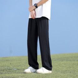 美式復古冰絲西褲男春夏季薄款垂感高街vibe褲子直筒寬松休閒褲