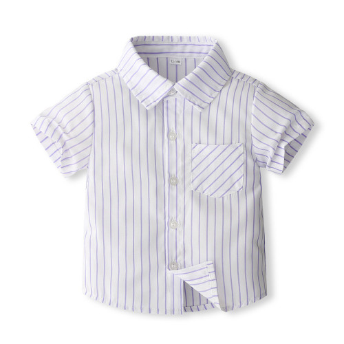 家一手夏季新品男童套裝英倫風條紋襯衫紳士禮服三件套