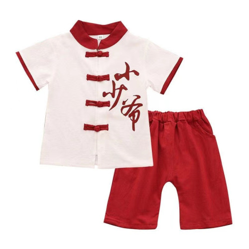 童裝漢服男童唐裝2024夏季新款套裝寶寶風國學服古裝潮棉麻