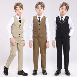 兒童西裝新款男童英倫馬甲套裝鋼琴主持演出禮服花童周嵗生日西服