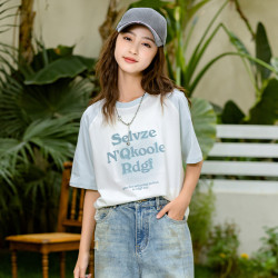 女童短袖t恤2024新款大童夏裝洋氣夏季13嵗女孩洋氣時髦半袖上衣