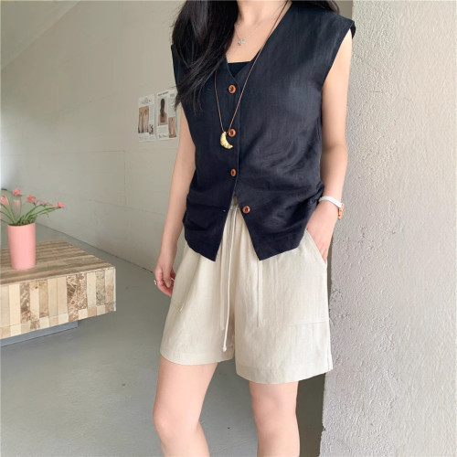 棉麻松緊腰短褲女大碼夏季薄款胖妹妹mm寬松顯瘦休閒三分濶腿褲子
