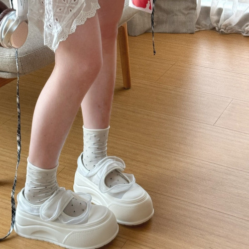 趙露思同款帆布鞋瑪麗珍鞋女2025新款女鞋春秋單鞋醜萌厚底小白鞋