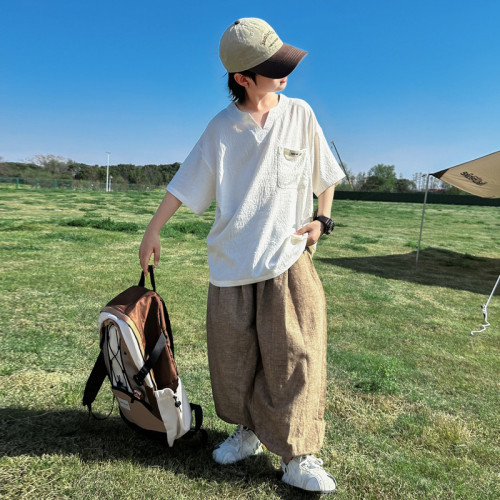 男童夏季套裝2025新款兒童夏裝休閒短袖薄款大童長褲帥氣炸街潮款
