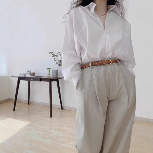 精緻松弛風高級感休閒職業法式長袖白襯衫防曬衣女小衆設計感春夏