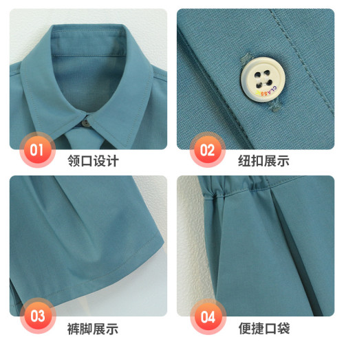 男女童夏裝無袖襯衫痞帥洋氣套裝兒童走秀主持街拍服花童周嵗禮服