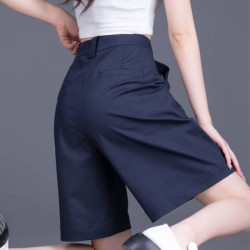 舒服短褲女夏季薄新款透氣西裝五分褲女直筒休閒字中褲子女