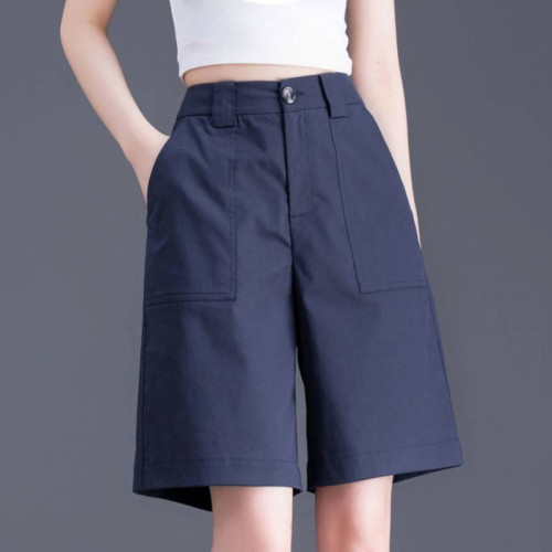 舒服短褲女夏季薄新款透氣西裝五分褲女直筒休閒字中褲子女
