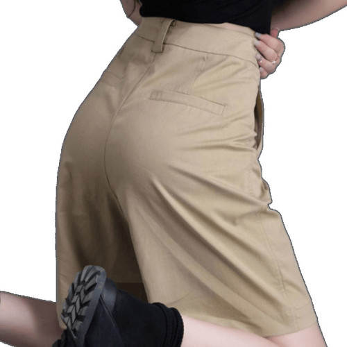 舒服短褲女夏季薄新款透氣西裝五分褲女直筒休閒字中褲子女