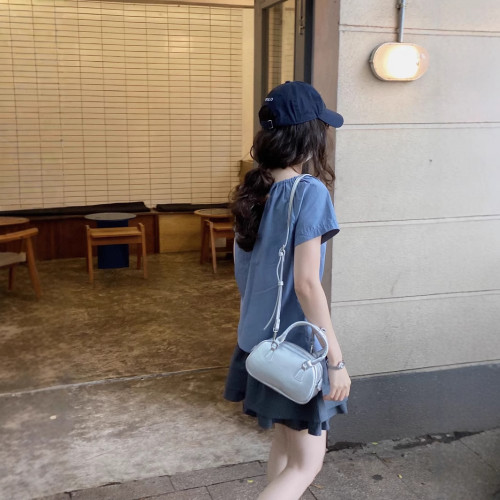 小衆設計感抽繩領短袖襯衫女夏季洋氣小衫休閒百搭上衣