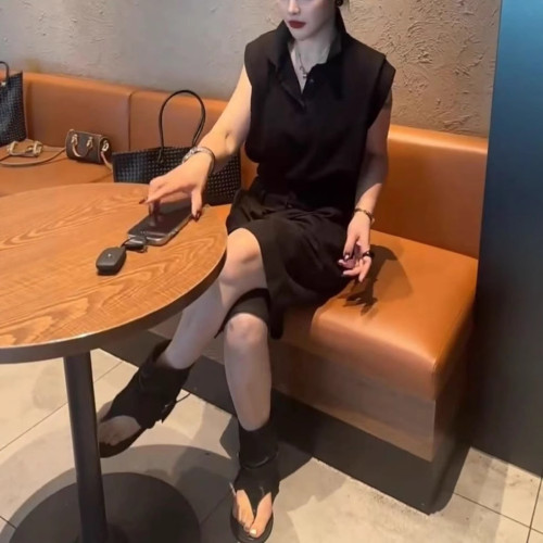 25690新大愛美依緣2025夏季新韓版POLO領純色上衣工裝休閒短褲潮