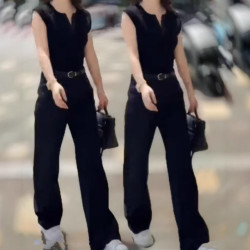 25101婕妤秀時尚洋氣別致設計感兩件套女夏季新款百搭上衣顯瘦長