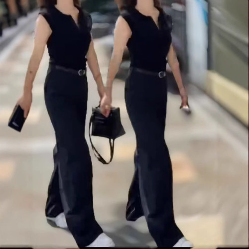 25101婕妤秀時尚洋氣別致設計感兩件套女夏季新款百搭上衣顯瘦長