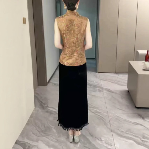 25692新大愛美依緣2025夏季新款復古國風無袖上衣垂感半身裙顯瘦