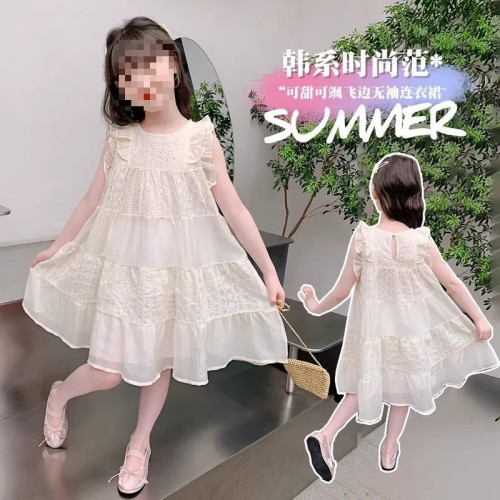 女童連衣裙夏裝夏季2025新款兒童公主無袖女孩洋氣仙女薄款中大童
