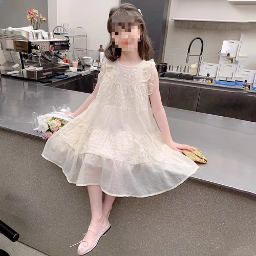 女童連衣裙夏裝夏季2025新款兒童公主無袖女孩洋氣仙女薄款中大童