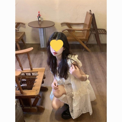 純欲風花邊吊帶連衣裙女夏季設計感公主蓬蓬裙甜美小個子顯瘦短裙