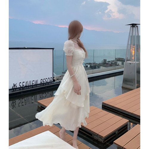 蝴蝶仙子裙子女夏顯瘦甜美公主裙夏季長短款仙氣短袖連衣裙