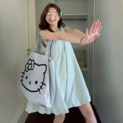 小個子氣質領吊帶連衣裙女夏季新款法式時尚花苞裙甜辣妹短裙子