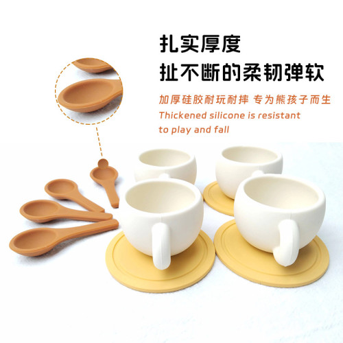 食品級矽膠兒童過家家玩具套裝下午茶甜點組合仿真茶杯茶壺巧克力