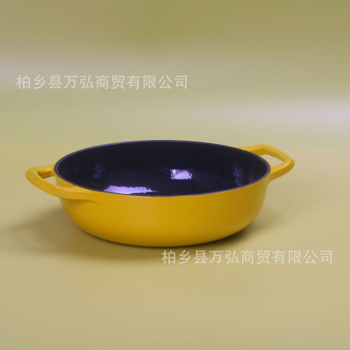  鑄鐵鍋平底琺瑯鍋26cm海鮮鍋 搪瓷燉鍋 不沾鍋 鑄鐵湯鍋