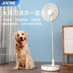 JUNDNE2024新款電風扇12寸落地扇便攜家用遙控靜音伸縮折曡電風扇
