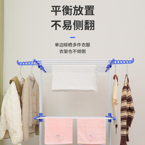 多功能落地三層毛巾架晾衣架室內折曡落地移動衣架