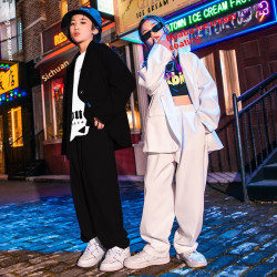 兒童爵士舞服裝帥氣西服街舞演出服套裝女孩嘻哈hiphop走秀舞台潮
