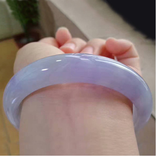 天然老坑緬甸翡翠手鐲玉鐲翡翠玉手鐲子冰糯種紫羅蘭玉鐲子女款鐲
