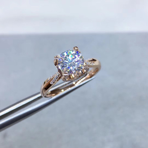 燕尾牛頭美國時尚莫桑石鑽戒莫桑鑽鑲嵌18K金結婚求婚戒指女戒潮