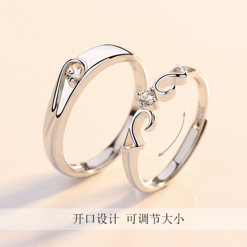 正品S925純銀莫桑石鑽戒情侶節對戒求婚戒指男女婚戒素圈