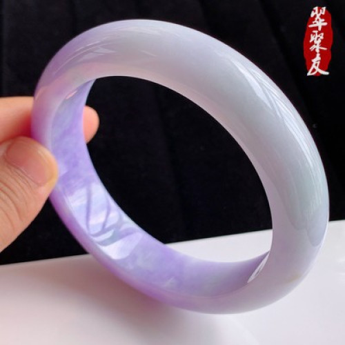 緬甸翡翠玉手鐲冰糯種紫羅蘭飄紫淡紫淺飄白正圈貴妃鐲女翡翠手鐲