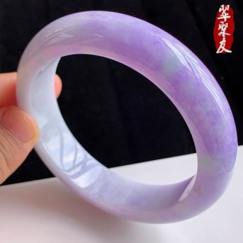 緬甸翡翠玉手鐲冰糯種紫羅蘭飄紫淡紫淺飄白正圈貴妃鐲女翡翠手鐲