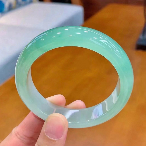 正品天然翡翠手鐲女款冰糯種正陽綠緬甸玉鐲子正圈鐲飄花玉手鐲子