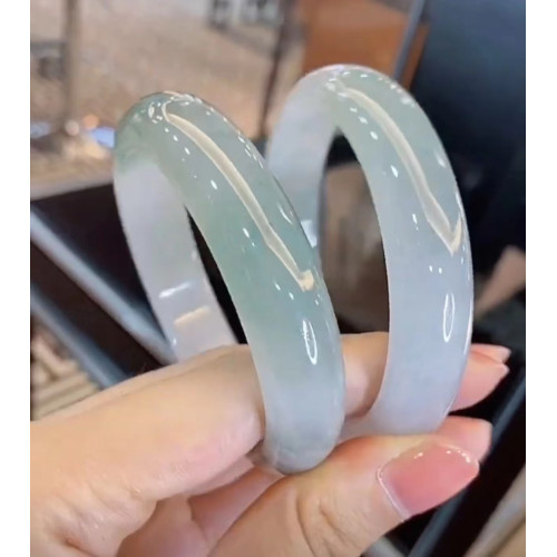 天然緬甸老坑翡翠手鐲女款飄花手鐲玉石冰種平安鐲圓條貴妃鐲送禮