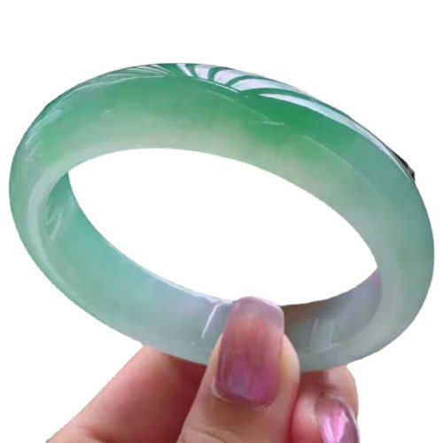 緬甸老坑冰種飄陽綠玉鐲子飄花翡翠手鐲正圈翡翠玉手鐲貴妃鐲女款