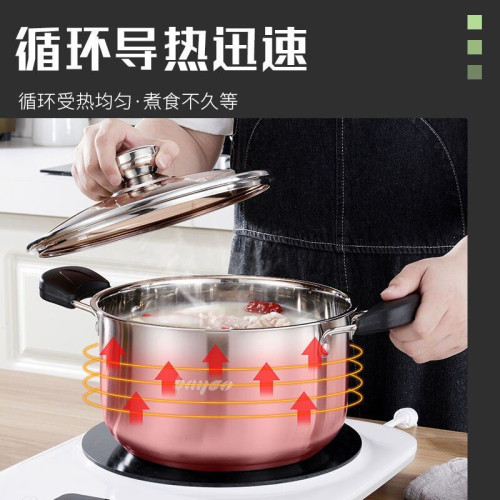 加厚不鏽鋼湯鍋雙層家用煮粥面奶鍋大容量湯蒸鍋電磁爐瓦斯爐通用