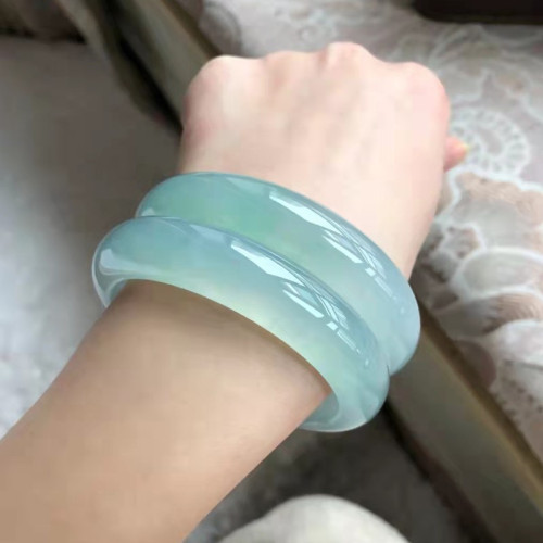 飄花翡翠手鐲冰種玉手鐲女款細條貴妃鐲緬甸天然緬甸手鐲玉鐲