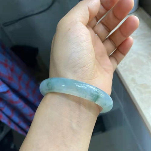 飄花翡翠手鐲冰種玉手鐲女款細條貴妃鐲緬甸天然緬甸手鐲玉鐲