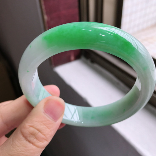 天然A貨緬甸冰糯種底飄正陽綠色翡翠手鐲子女平安鐲高端收藏級別